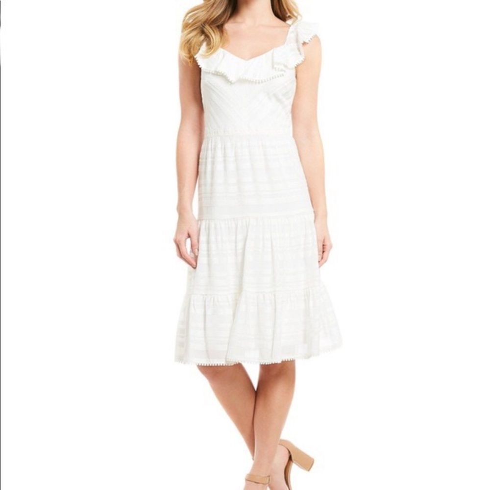 *NWT* Antonio Melani Kaden Spring White/Ivory Midi Dress 10